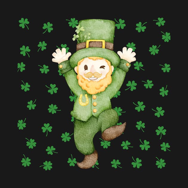 Happy Saint Patrick's Day Lucky Leprechaun Dancing by RaruDesigns