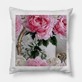 Large, vintage French country roses Pillow
