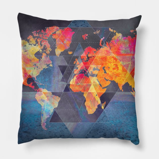 world map travel art #map #worldmap Pillow by JBJart