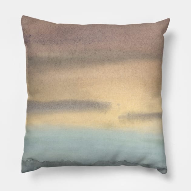 Colorful Landscape Watercolor Painting Pillow by EugeniaAlvarez