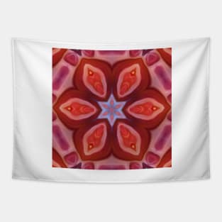 scarlet and red hexagonal intricate kaleidoscope floral fantasy design Tapestry