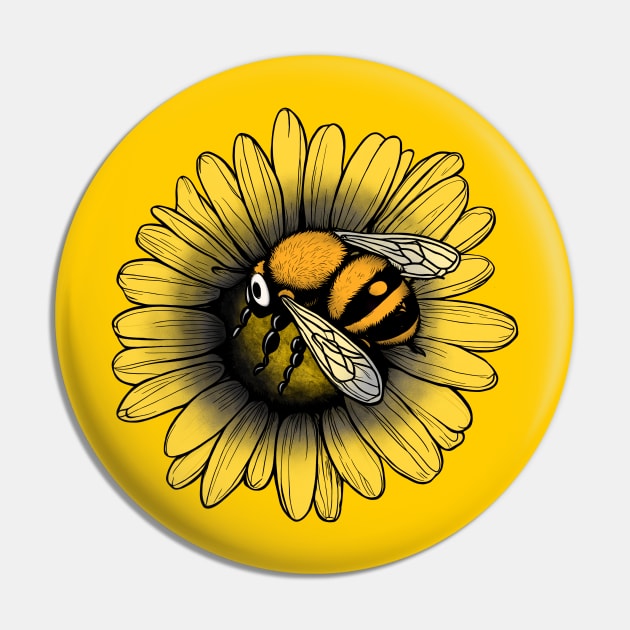 Sleepy bee and Daisy, B&W Pin by LM Designs by DS