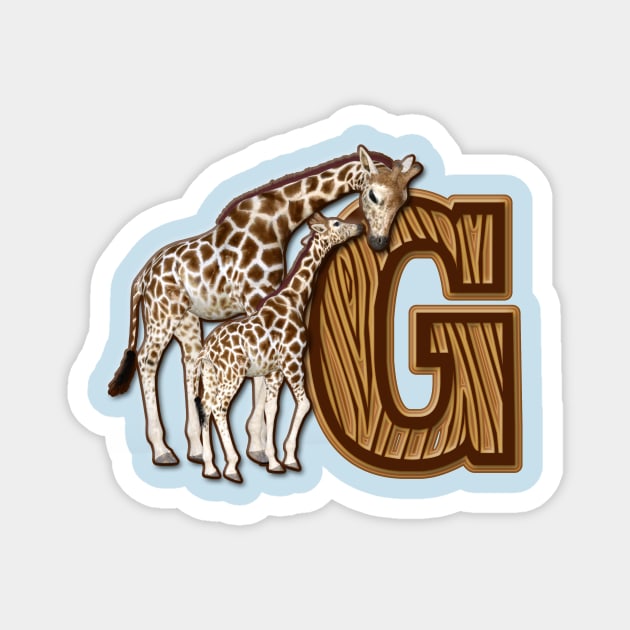 Mom and Baby Giraffe Monogram G Magnet by AlondraHanley