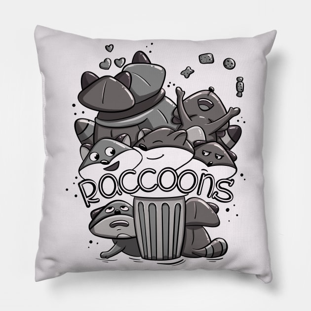 raccon Pillow by KrisPlazun