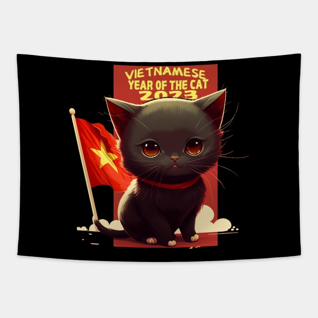 Year of the cat 2023 - Vietnamese Lunar new year Tapestry by Depressed Bunny