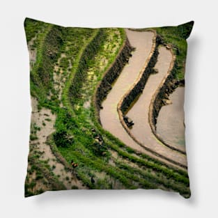 Emerald Terraces of Sapa, Vietnam Pillow