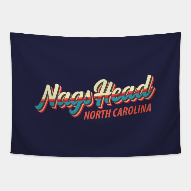 Nags Head North Carolina Vintage Script Rainbow Tapestry by TGKelly