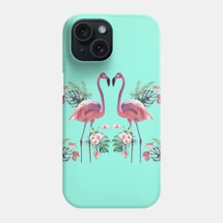 Tropical Flamingos Standing Watercolour Edit Phone Case