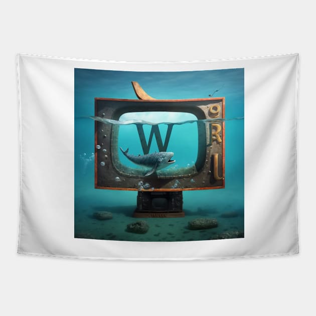 Letter W for Whale Watching TV Under-Water from AdventuresOfSela Tapestry by Parody-is-King