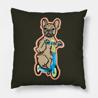 Pug riding a e-scooter Pillow