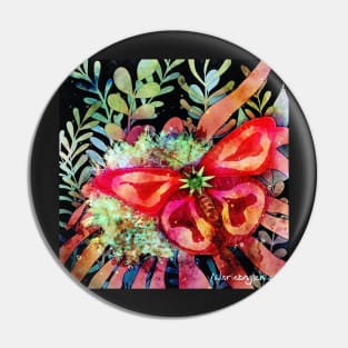 Tropical Strawberry Butterfly Negative Painting Pin