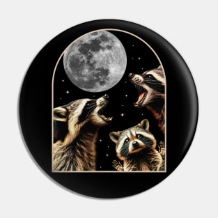 Three Racoons Howling At Moon - Funny Raccoon Cursed Meme Pin