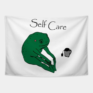 Self care Frog with colors Tapestry