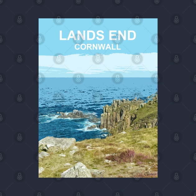 Lands End Cornwall. Cornish gift. Travel poster by BarbaraGlebska