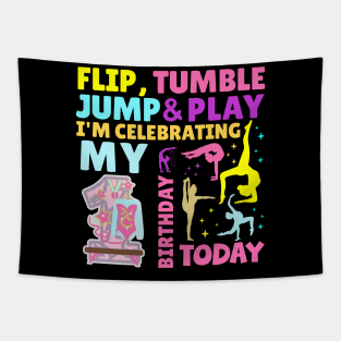 1st Birthday Gymnastics Girls Themed Party Kids One Year Old Tapestry