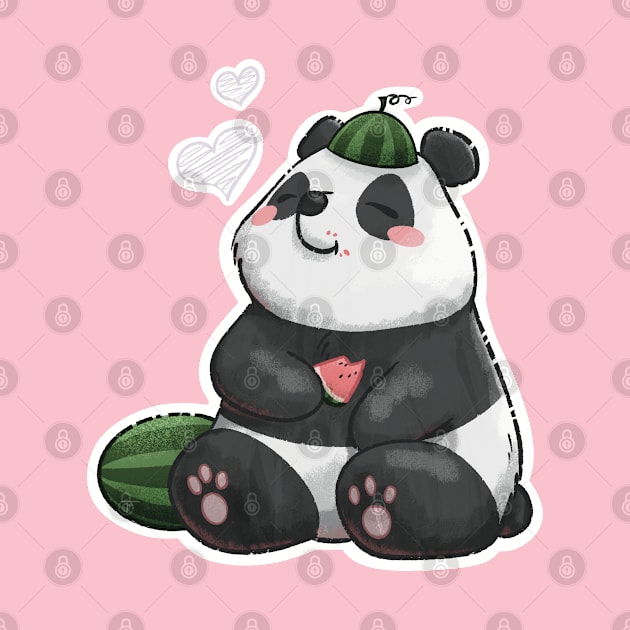 Panda with summertime watermelons by Bee and Clover Designs