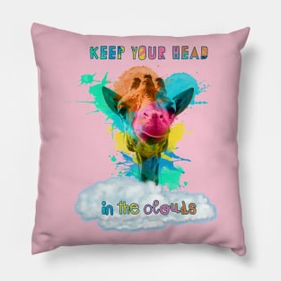 Head In The Clouds colorful giraffe Pillow