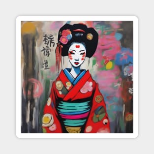 Japanese geisha with flowers Magnet