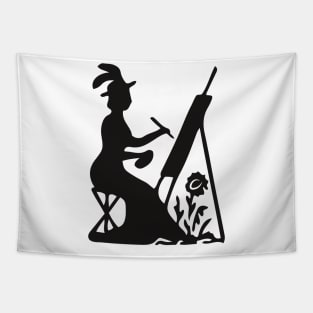 Female artist silhouette Tapestry