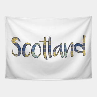 SCOTLAND, Blue and Yellow Tartan Style Design Tapestry