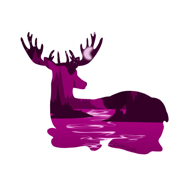 Pink Deer Silhouette by Pastel.Punkk