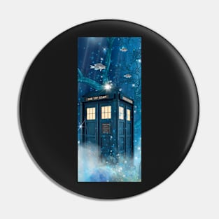 Underwater Blue Police Phone Box Pin