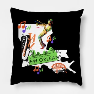 Green New Orleans Louisiana Mardi Gras City Skyline Music Jazz Travel holidays Pillow