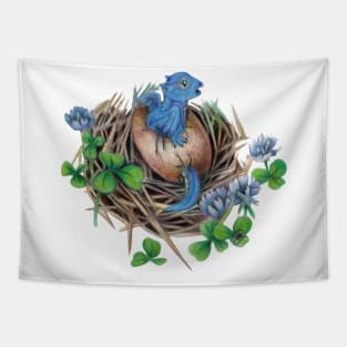 Adorable Blue Baby Dragon Hatchling Tapestry