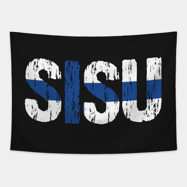 Sisu Finnish Flag Distressed Tapestry by Nirvanibex