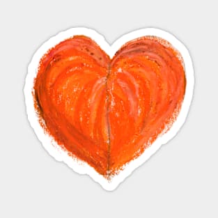 Orange Heart Drawn With Oil Pastels Magnet