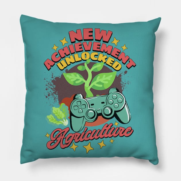 Farmer Gamer New Achievement Unlocked Pillow by alcoshirts