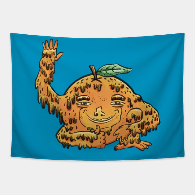 Orangeutan Orange Orangutan Tapestry by rainingdrawps