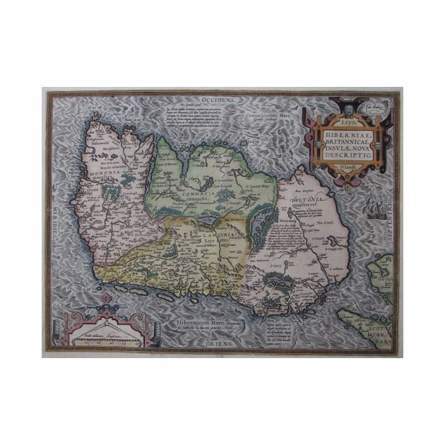 Vintage Map of Ireland (1592) by Bravuramedia