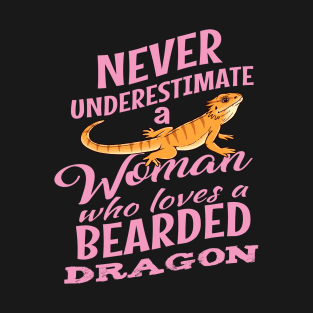 Womens Bearded Dragon Gift Design Girls Who Loves Reptile Print T-Shirt