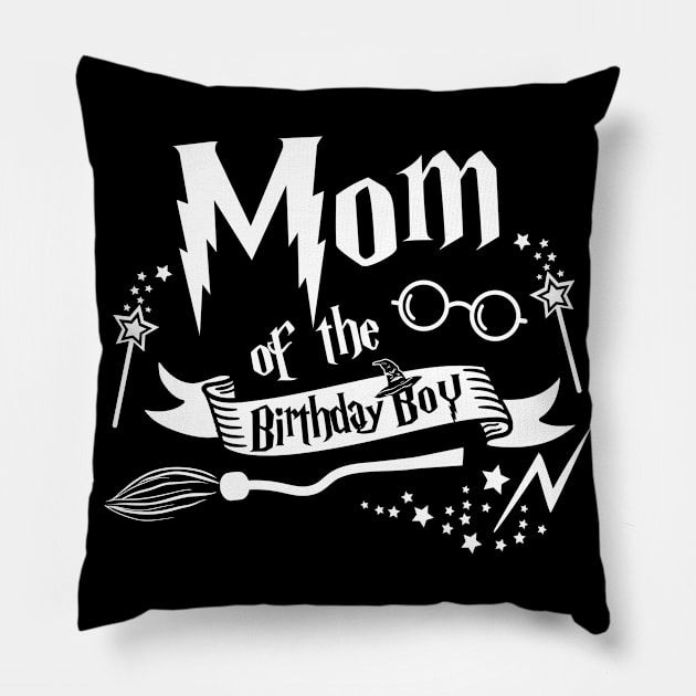 Mom Of The Birthday Boy Gift Magical Birthday Party Pillow by ruffianlouse