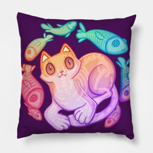 Ghost Cat and Fishes Pillow