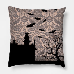 Ghotic Seamless Pattern - Addams Family House Pillow