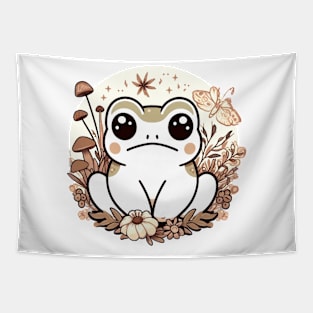 Grumpy Frog Cottagecore and Japanese Aesthetic Tapestry