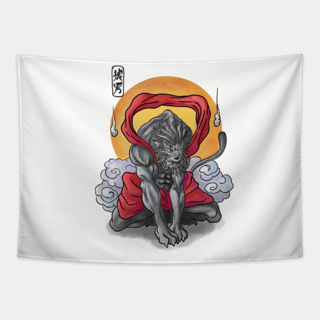 wolfman yokai Tapestry by Nisu Studio