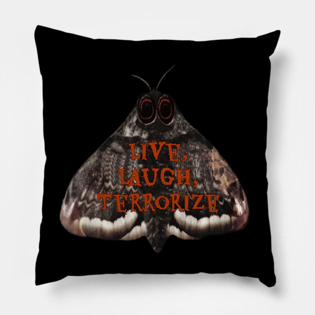 Mothman Live Laugh Terrorize Pillow by TheAshleyYoung