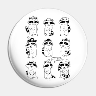 Raccoon Hat Party Pin