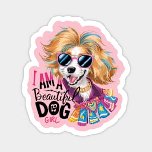 A vibrant and whimsical 4k vector illustration showcases a delightful Dog, adorned with sunglasses and exuding an infectious charm. (3) Magnet