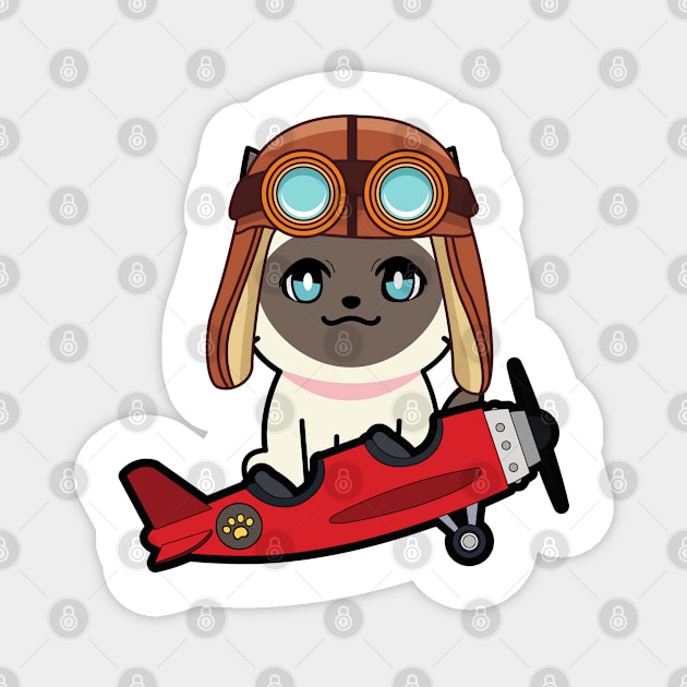 Cute Siamese cat is in a vintage airplane Magnet by Pet Station