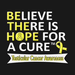 Believe There Is Hope Is For a Cure Testicular Cancer Awareness Yellow Ribbon Warrior T-Shirt
