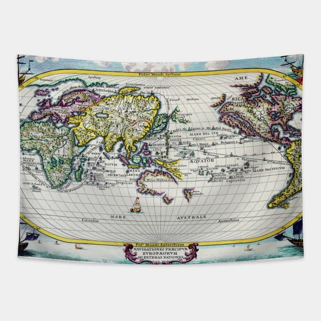 Heinrich Scherer - Voyage Map 1703 -  Ancient Worlds Tapestry by Culturio