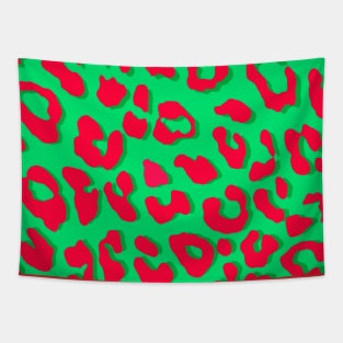 Leopard Print Red Green Tapestry