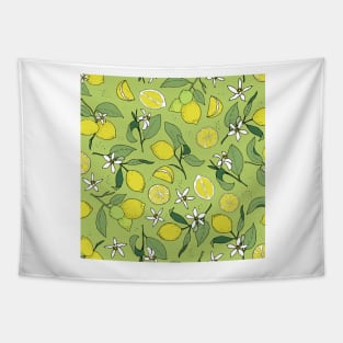 lemons on light green Tapestry