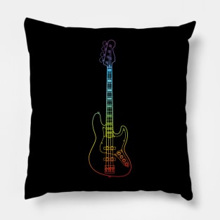 J-Style Bass Guitar Colorful Outline Pillow