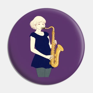 Saxophone girl Pin