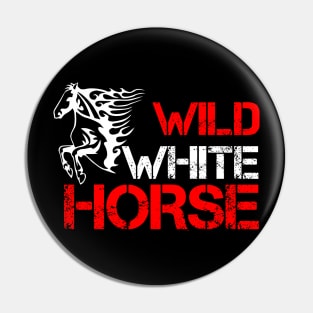 Wild white horse Pin